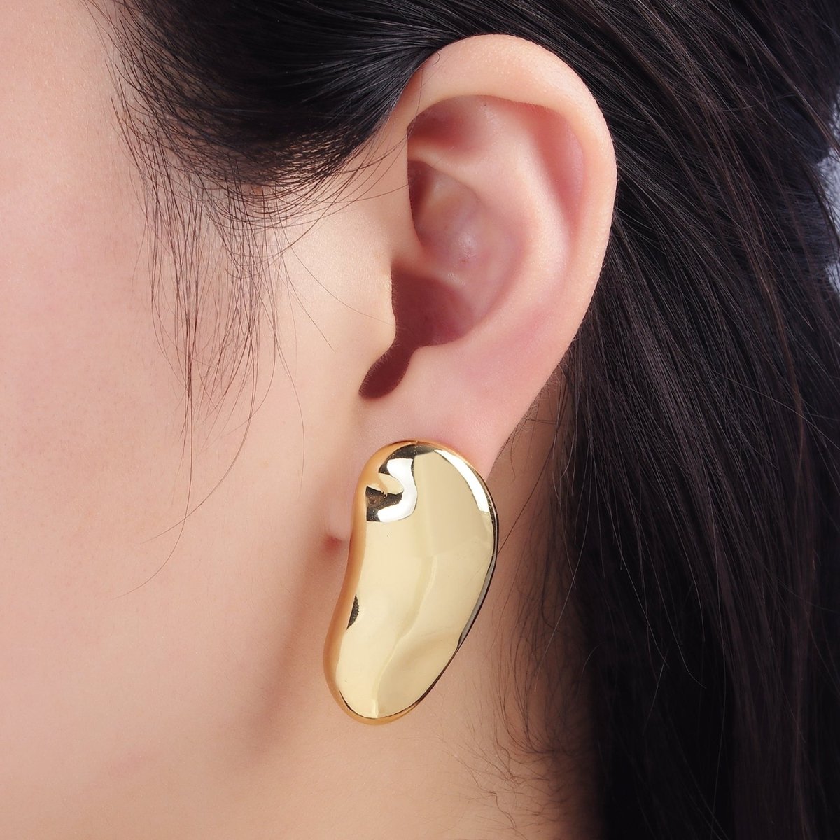 14K Gold Filled 38mm Abstract Molten Foil Drop Stud Earrings | Q047
