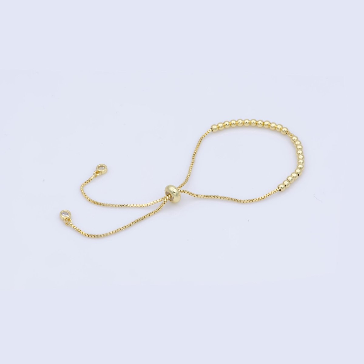 14K Gold Filled 4mm Beaded Bubble Box Chain Slider Bracelet Finding in Gold & Silver | L470 L469