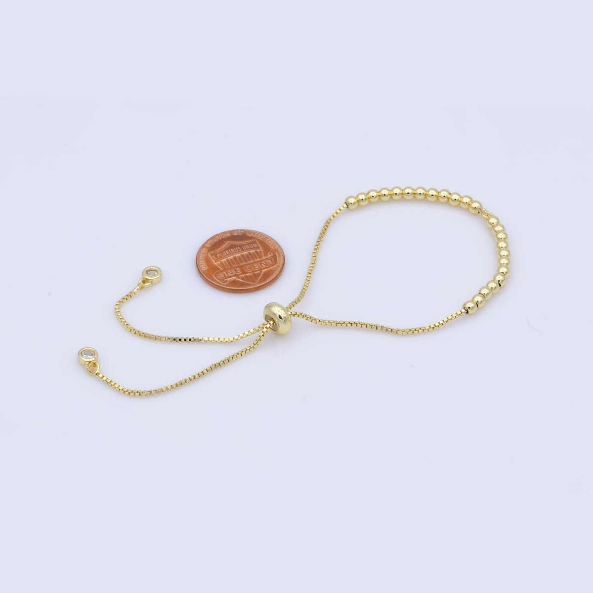 14K Gold Filled 4mm Beaded Bubble Box Chain Slider Bracelet Finding in Gold & Silver | L470 L469