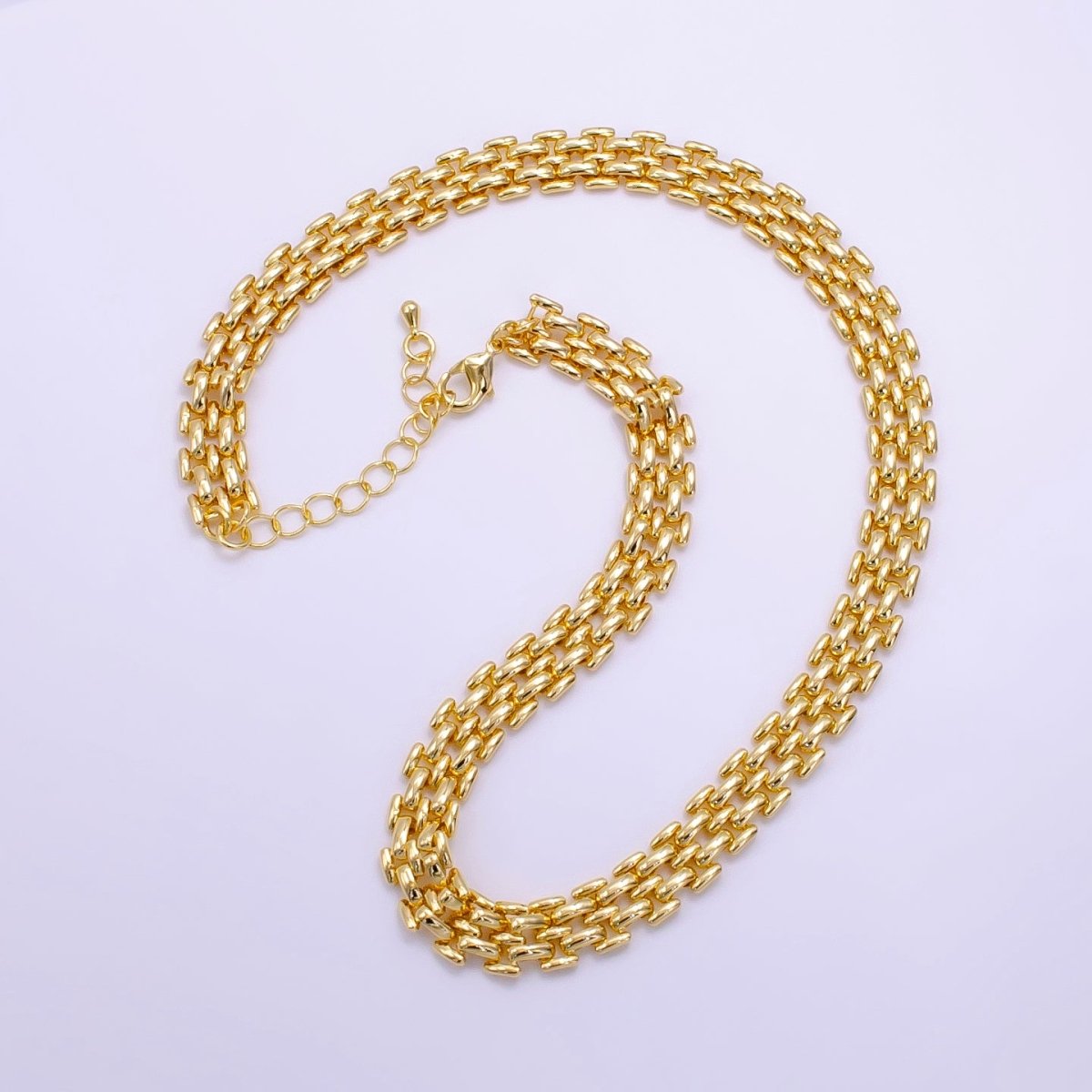 14K Gold Filled 9mm Double Panther Chain 16 Inch Choker Necklace w. Extender | WA-2473