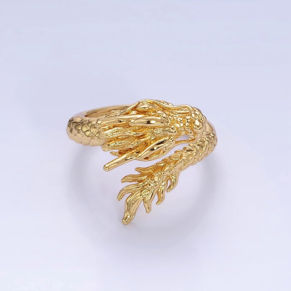 14K Gold Filled Artisan Scaled Dragon Wrap Ring | O1360