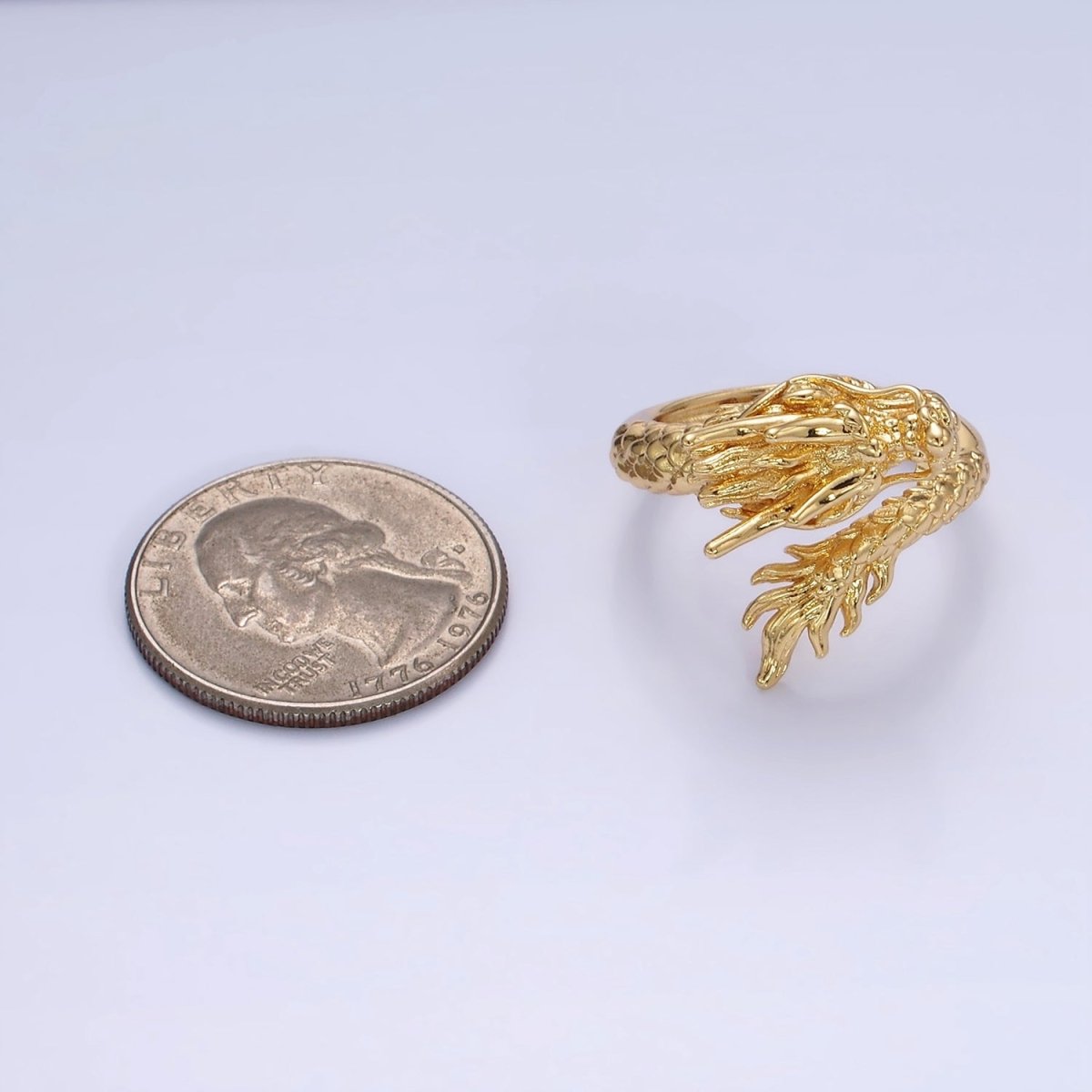 14K Gold Filled Artisan Scaled Dragon Wrap Ring | O1360
