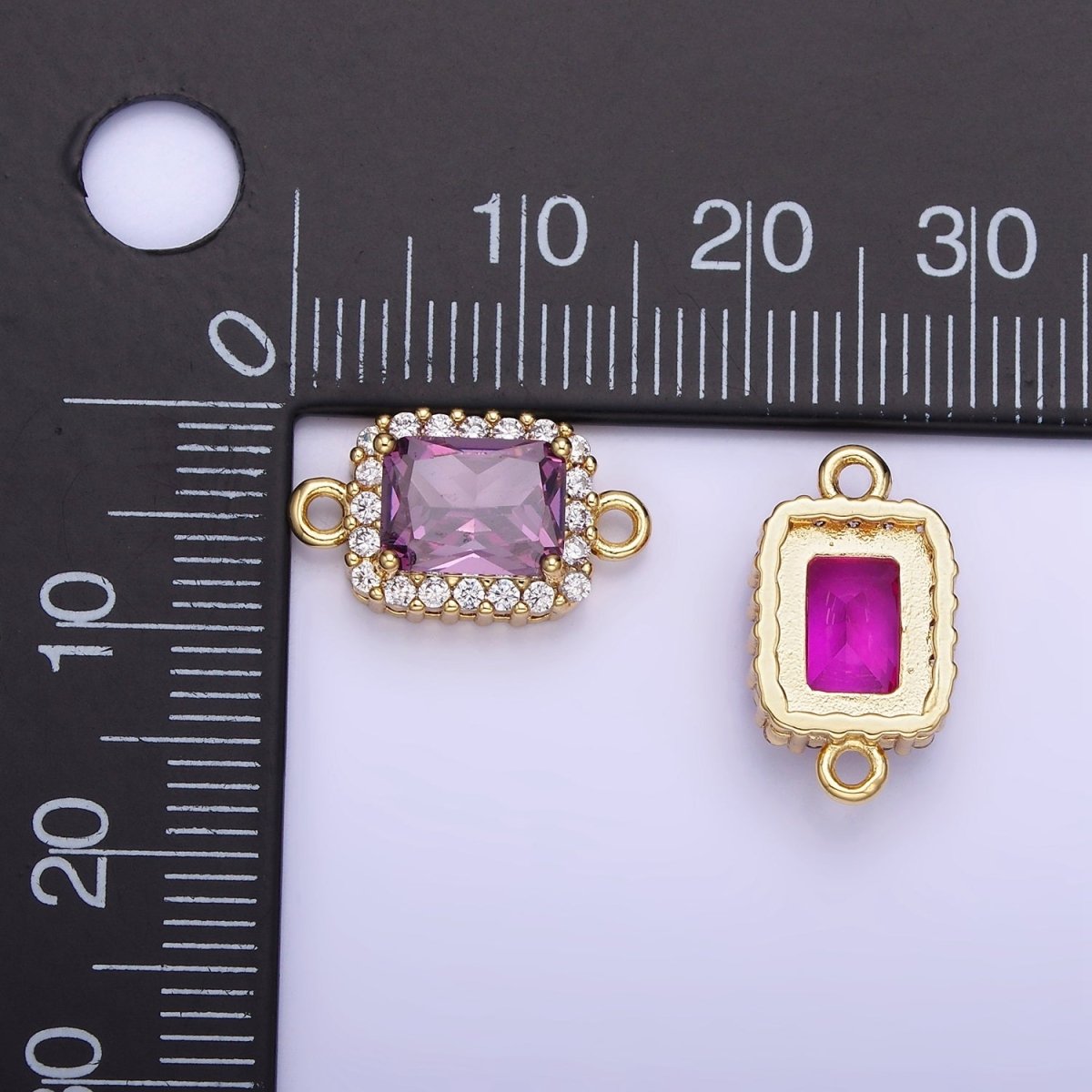 14K Gold Filled Baguette CZ Micro Paved Connector | G383 - G390