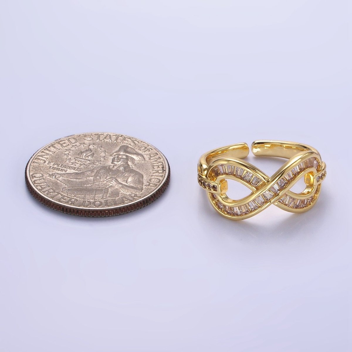 14K Gold Filled Baguette Lined Infinity Band Ring | O1381