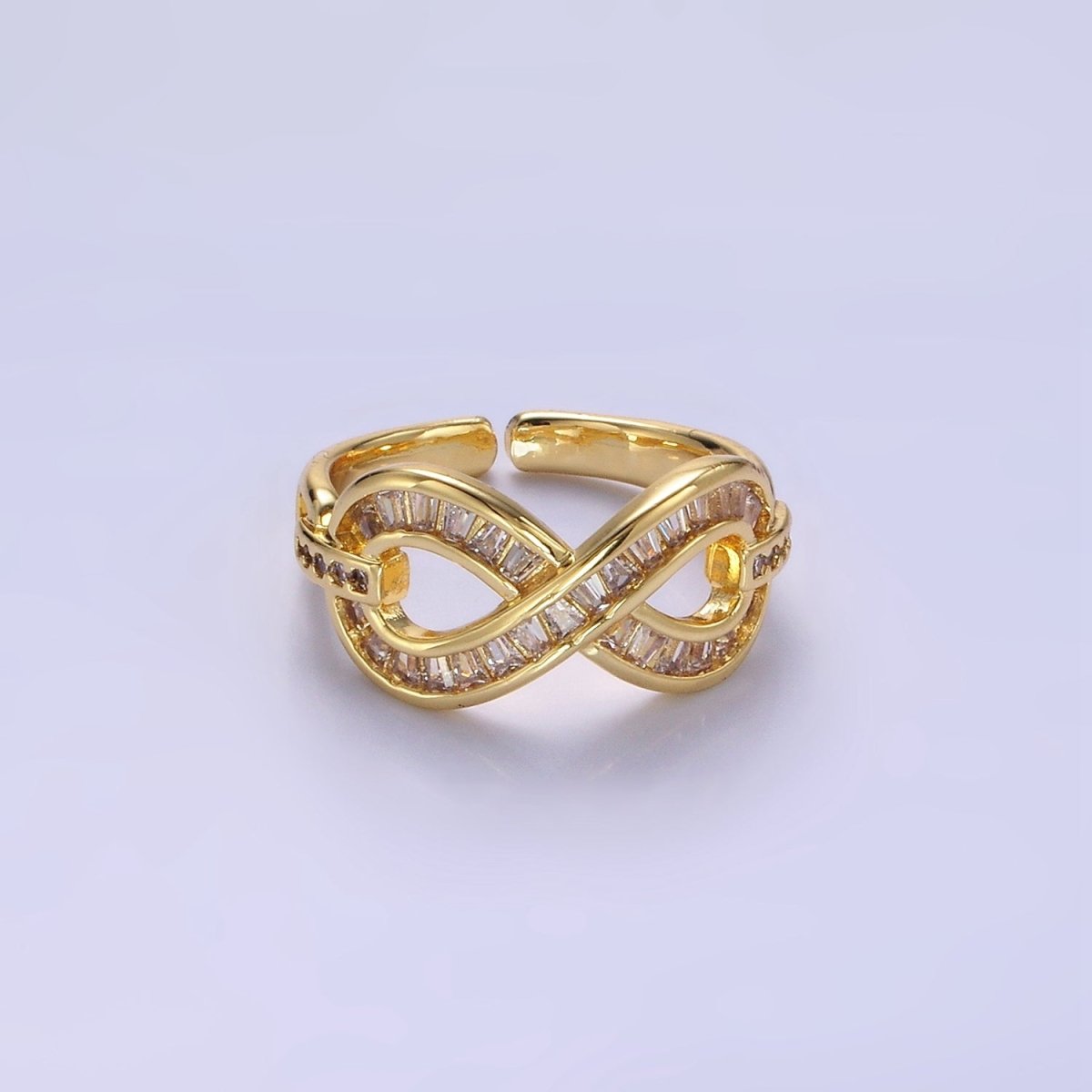 14K Gold Filled Baguette Lined Infinity Band Ring | O1381