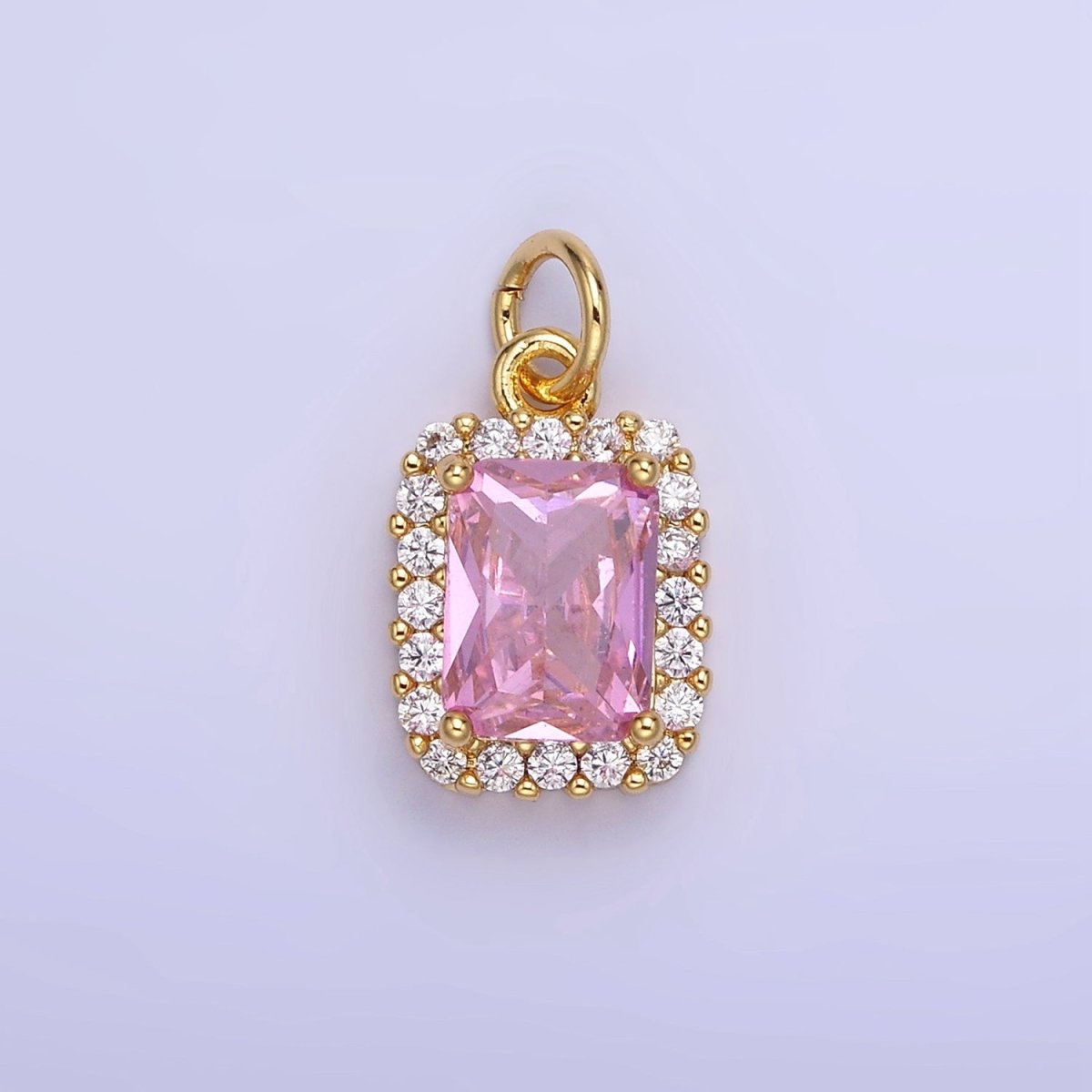 14K Gold Filled Baguette Micro Paved CZ Charm in Gold & Silver | W675 - W682