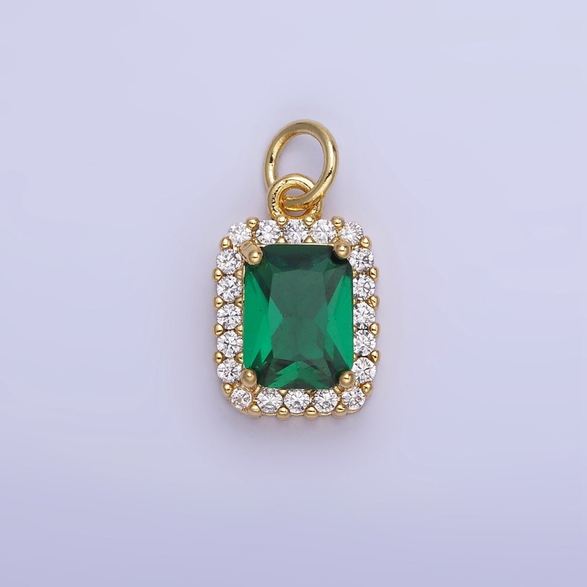 14K Gold Filled Baguette Micro Paved CZ Charm in Gold & Silver | W675 - W682