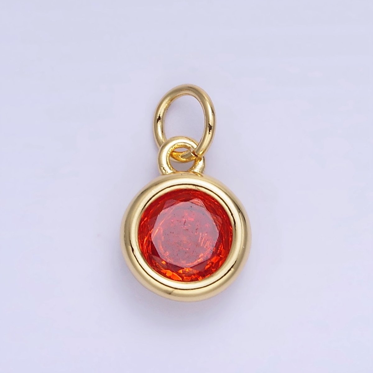 14K Gold Filled Birthstone Round CZ Bezel Charm in Gold & Silver | AG796 - AG811
