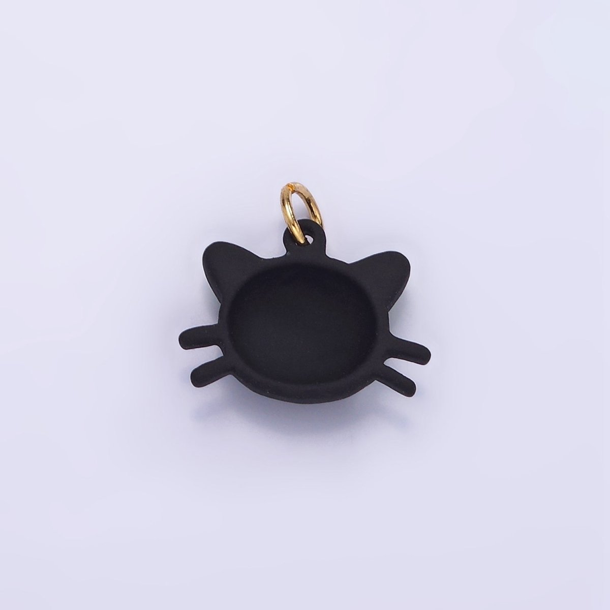 14K Gold Filled Black Cat Kitten Pet Enamel Mini Charm | D557