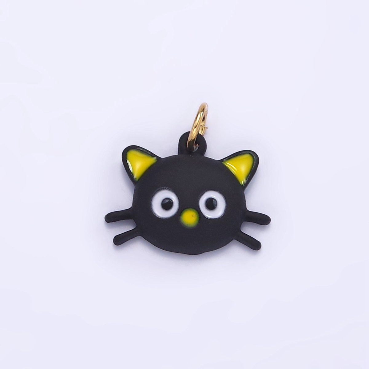 14K Gold Filled Black Cat Kitten Pet Enamel Mini Charm | D557