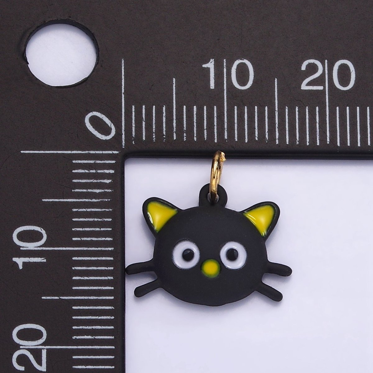 14K Gold Filled Black Cat Kitten Pet Enamel Mini Charm | D557