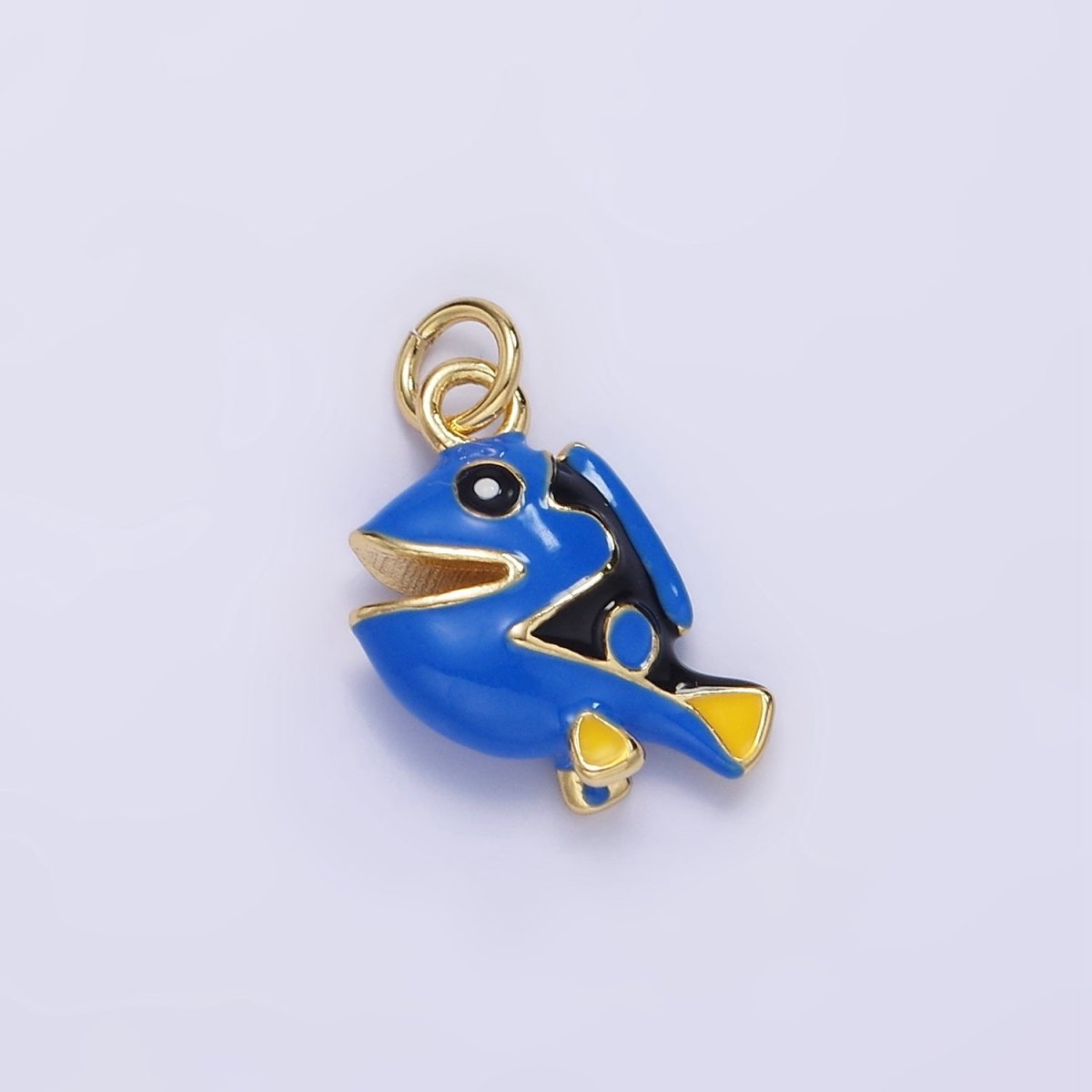 14K Gold Filled Blue Pacific Tang Fish Enamel Mini Charm | AG833