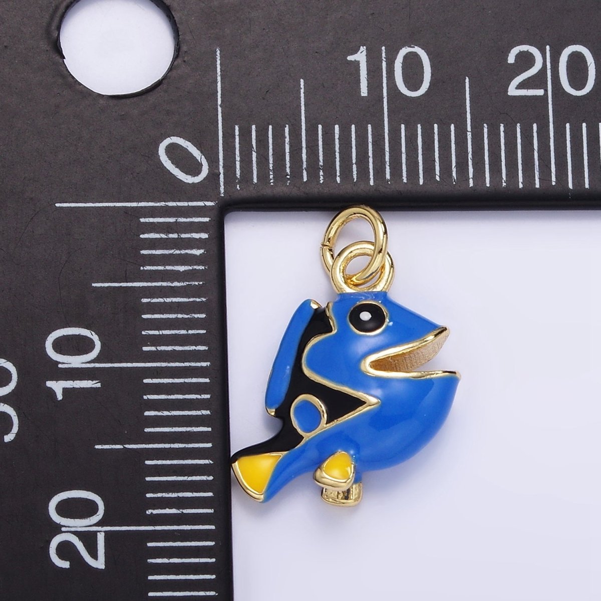 14K Gold Filled Blue Pacific Tang Fish Enamel Mini Charm | AG833
