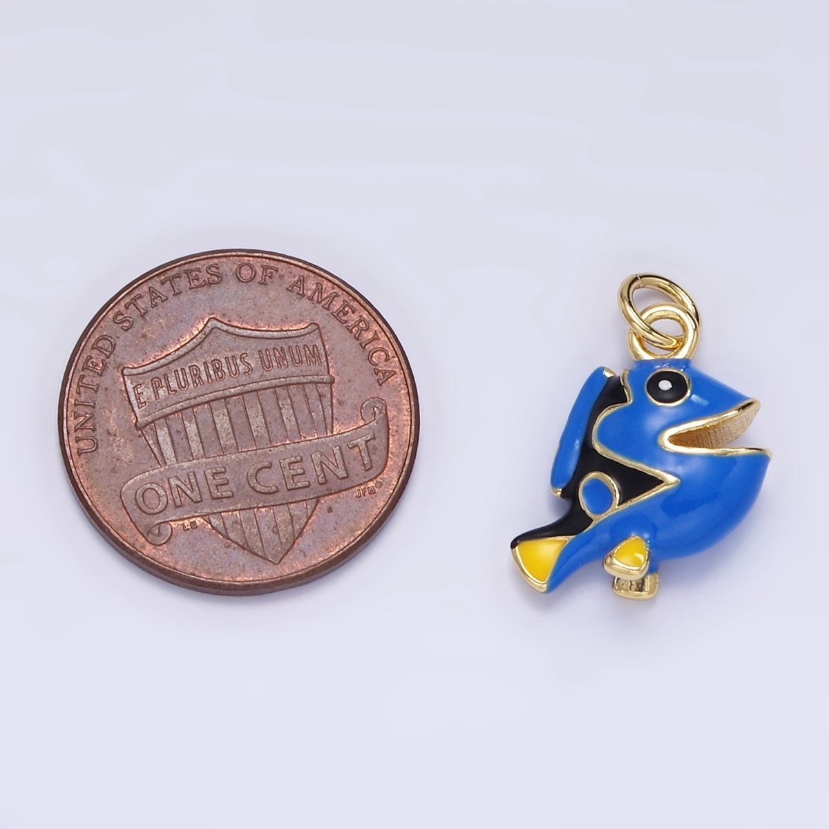 14K Gold Filled Blue Pacific Tang Fish Enamel Mini Charm | AG833