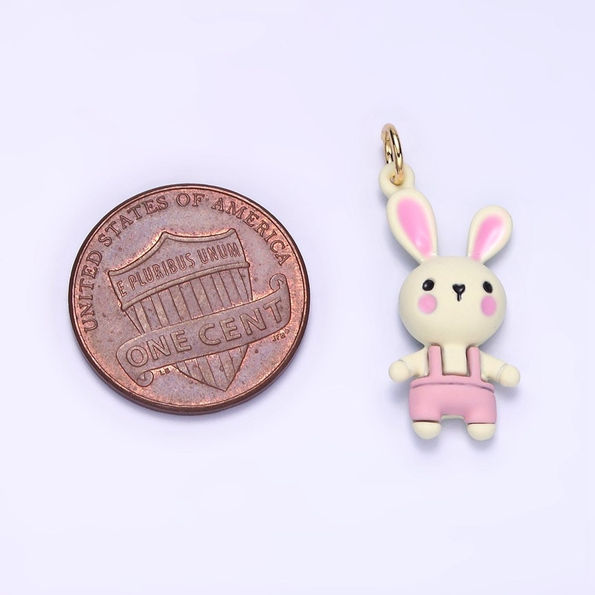 14K Gold Filled Bunny Rabbit Overalls Mini Charm | D056