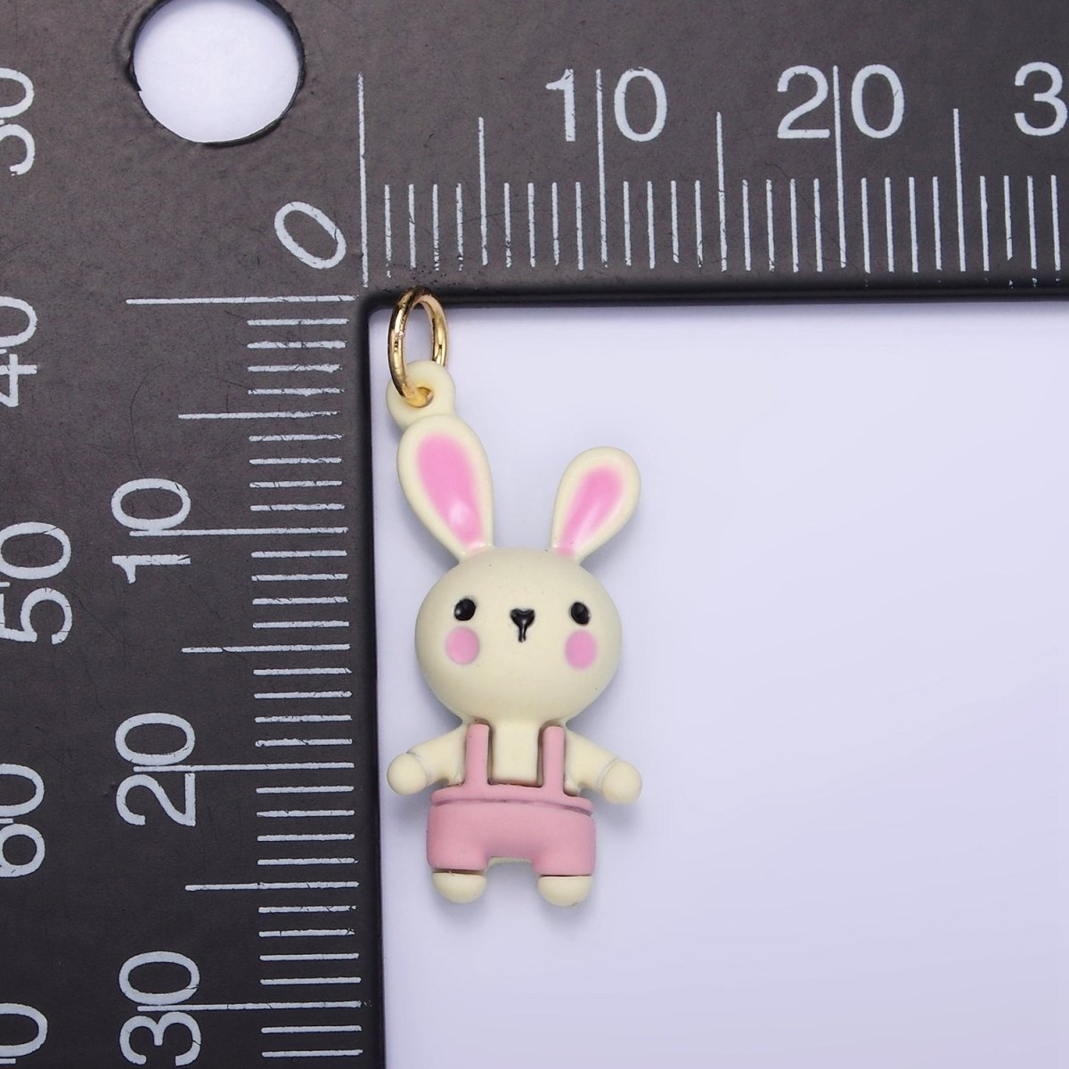 14K Gold Filled Bunny Rabbit Overalls Mini Charm | D056