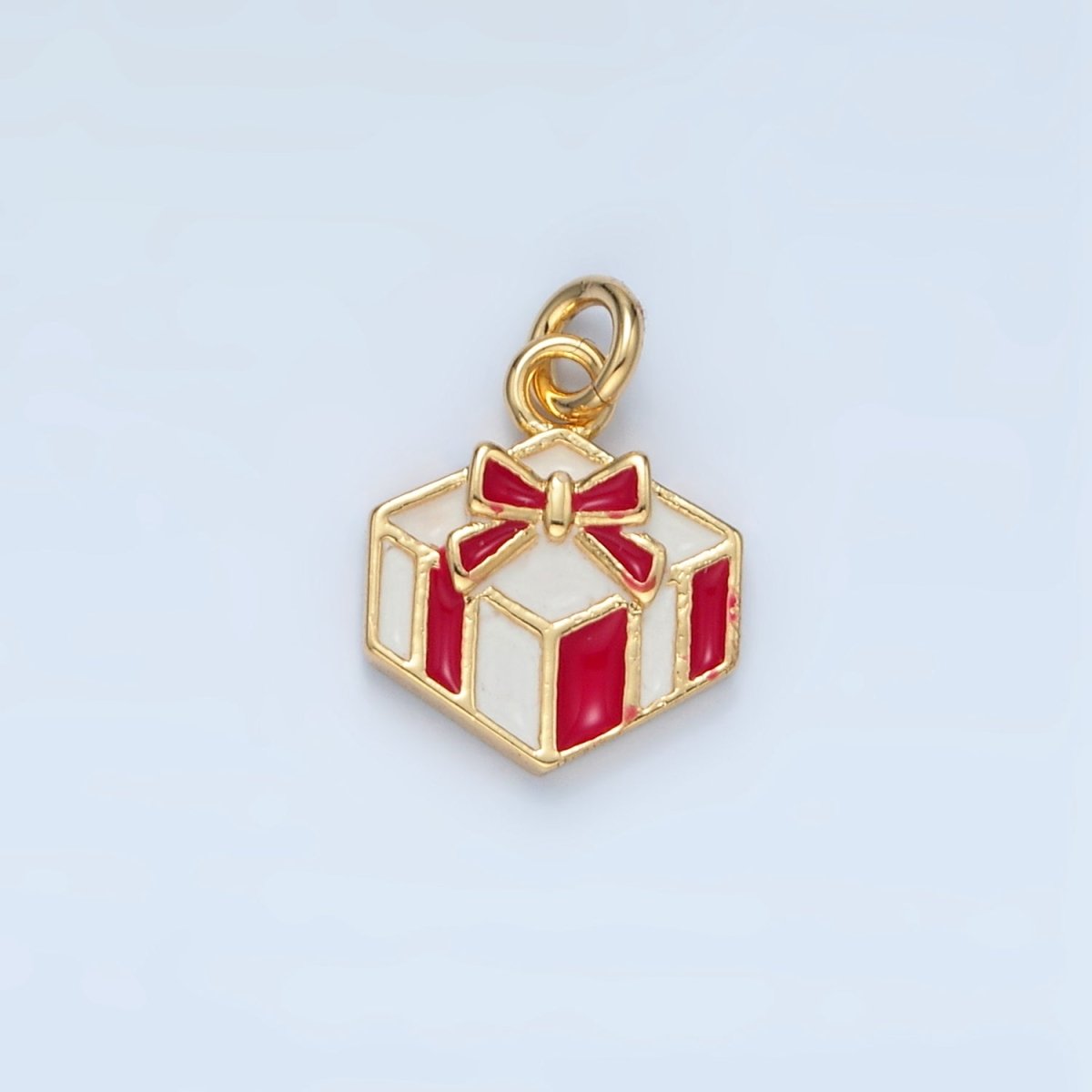 14K Gold Filled Christmas Present Gift Enamel Charm | AG941