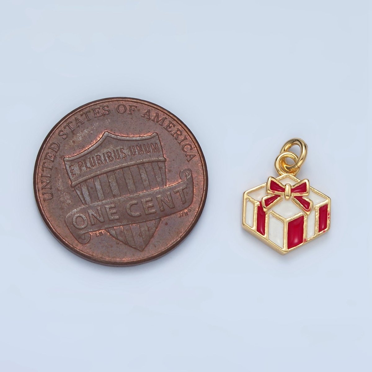 14K Gold Filled Christmas Present Gift Enamel Charm | AG941