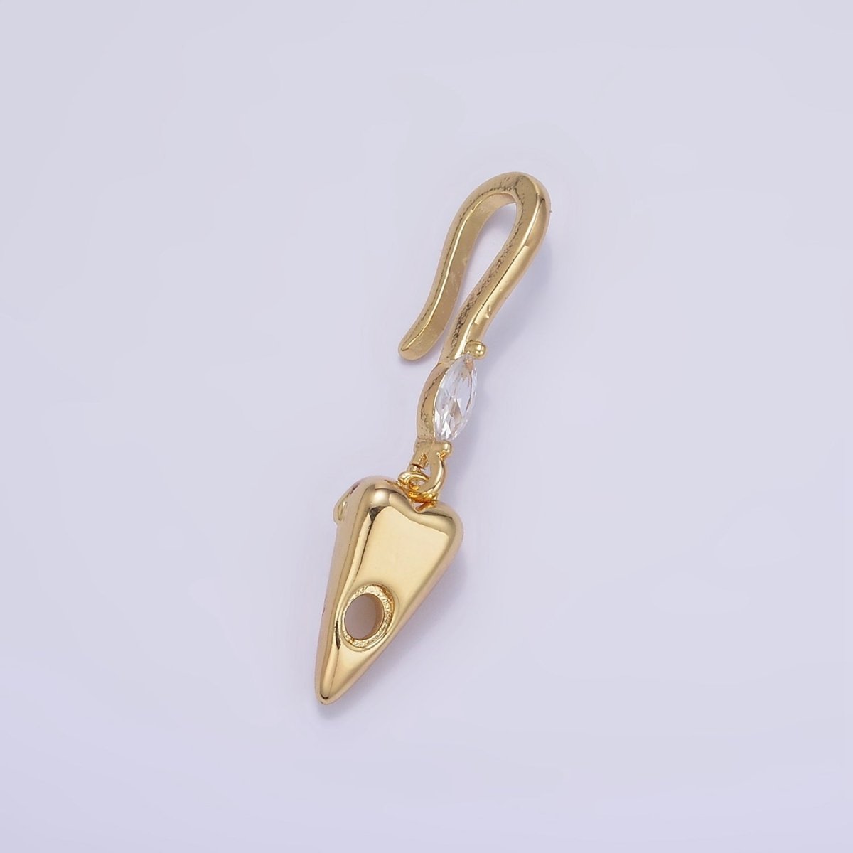 14K Gold Filled Chubby Heart Marquise CZ Drop Snap Bail Pendant | Z345