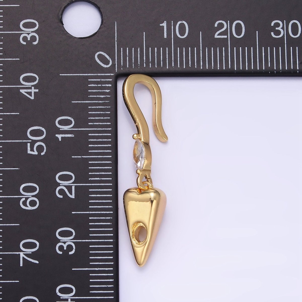14K Gold Filled Chubby Heart Marquise CZ Drop Snap Bail Pendant | Z345