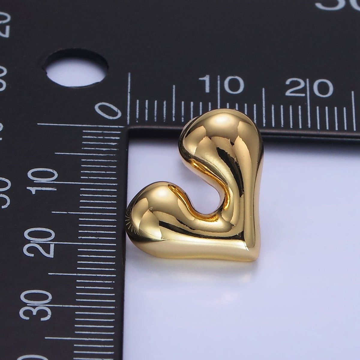 14K Gold Filled Chubby Heart Minimalist Stud Earrings | P484