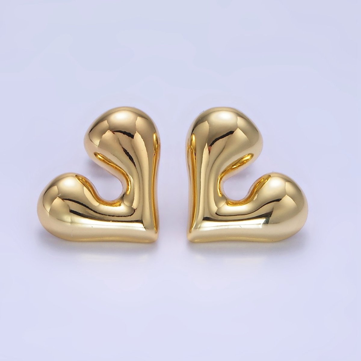 14K Gold Filled Chubby Heart Minimalist Stud Earrings | P484