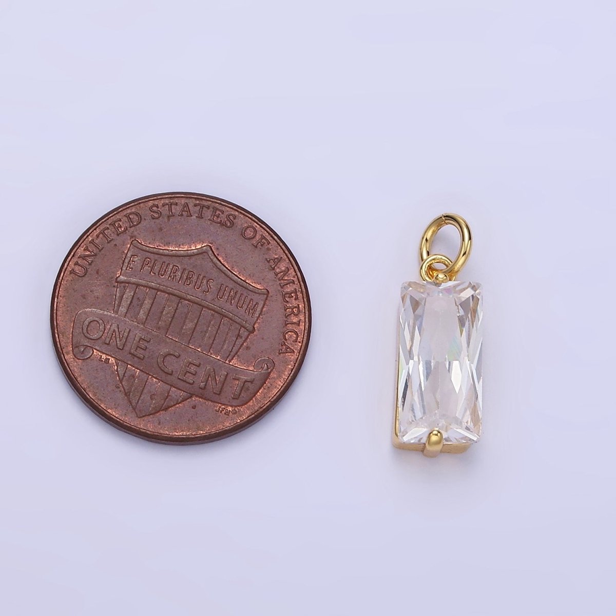 14K Gold Filled Clear Baguette Add-On Charm | C395