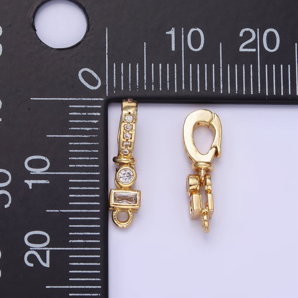 14K Gold Filled Clear CZ Baguette Round Micro Paved CZ Bail Findings | Z782