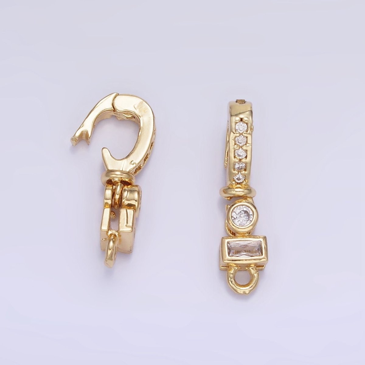 14K Gold Filled Clear CZ Baguette Round Micro Paved CZ Bail Findings | Z782