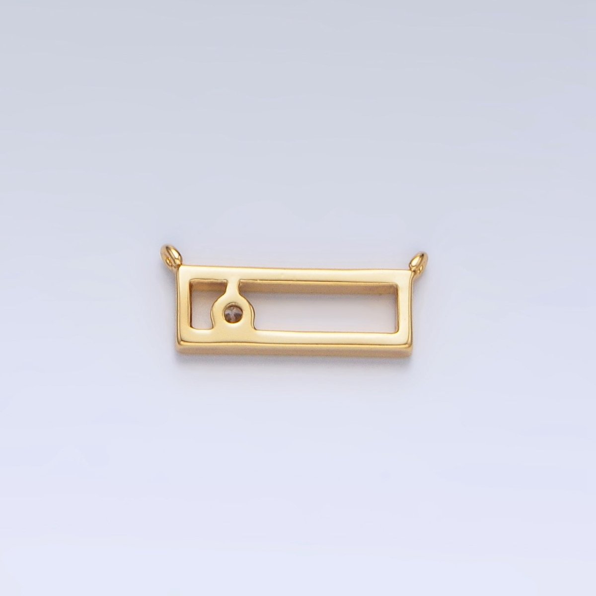 14K Gold Filled Clear CZ Open Rectangular Bar Connector | G816