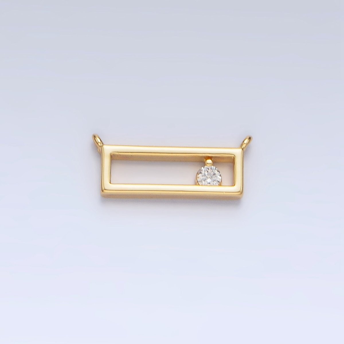 14K Gold Filled Clear CZ Open Rectangular Bar Connector | G816
