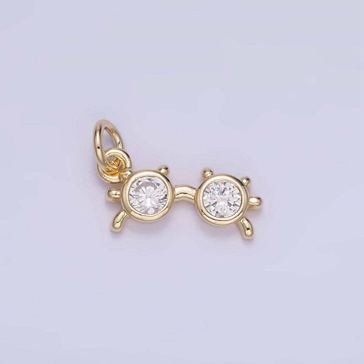 14K Gold Filled Mini Clear CZ Sunglasses Shades Spectacle Charm | W669