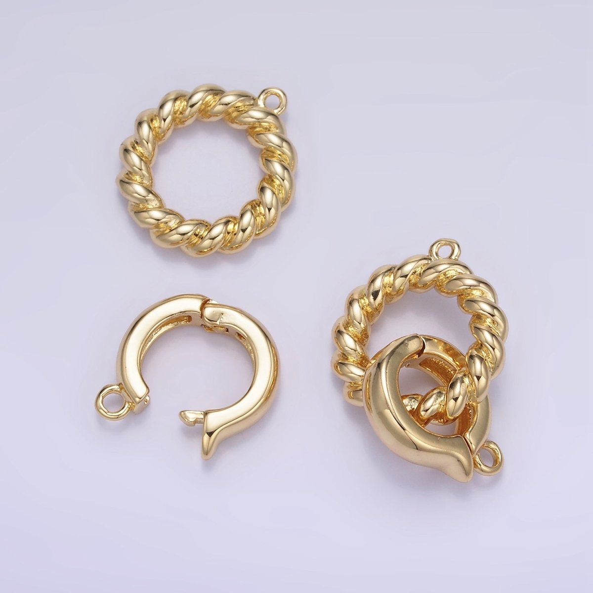 14K Gold Filled Croissant Round Spring Gate Findings Set | Z593