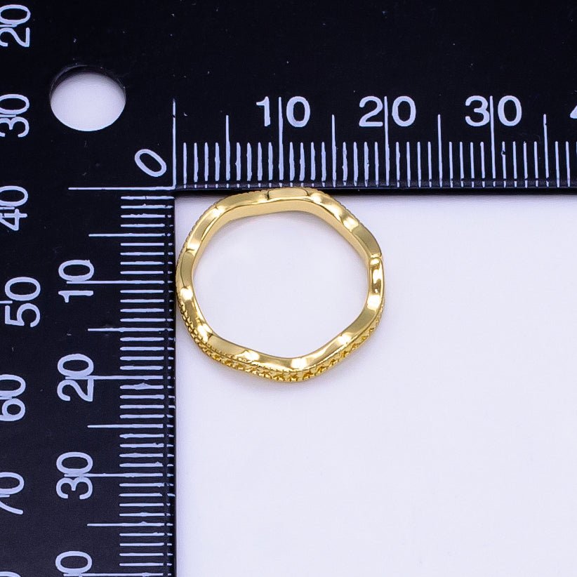 14K Gold Filled Curved Bubble Beaded Minimalist Ring | U514
