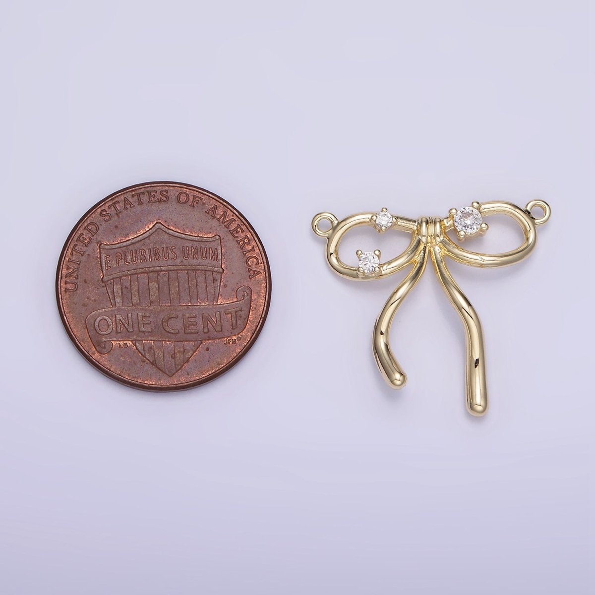 14K Gold Filled CZ Coquette Ribbon Tied Bow Connector | G393