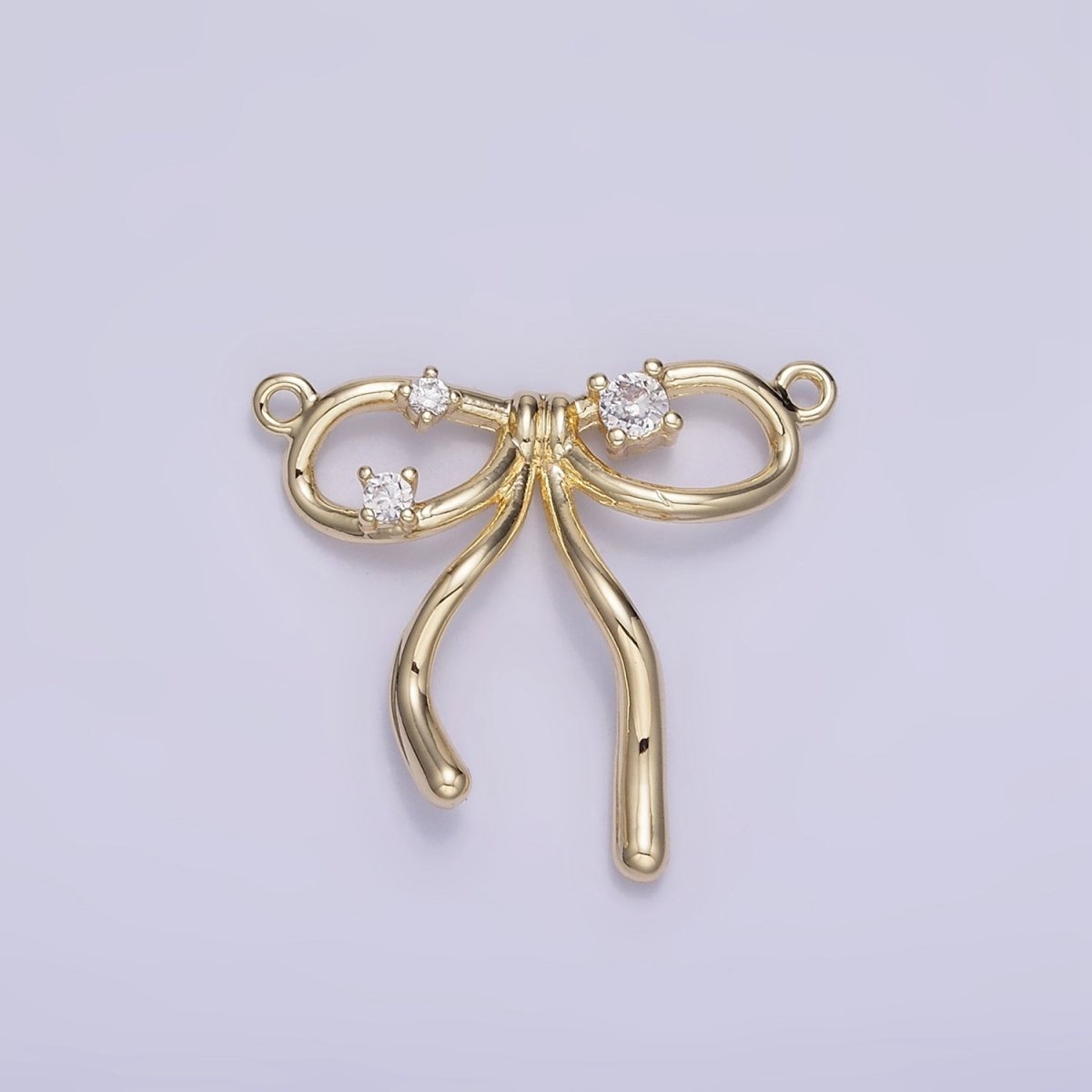 14K Gold Filled CZ Coquette Ribbon Tied Bow Connector | G393