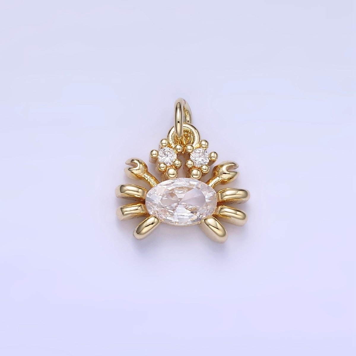 14K Gold Filled CZ Crustacean Crab Animal Mini Charm | W653