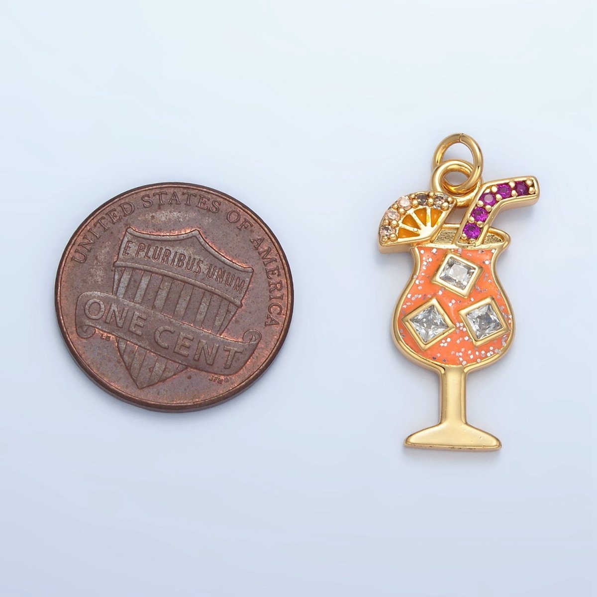 14K Gold Filled CZ Enamel Cocktail Alcohol Drink Charm | AC177