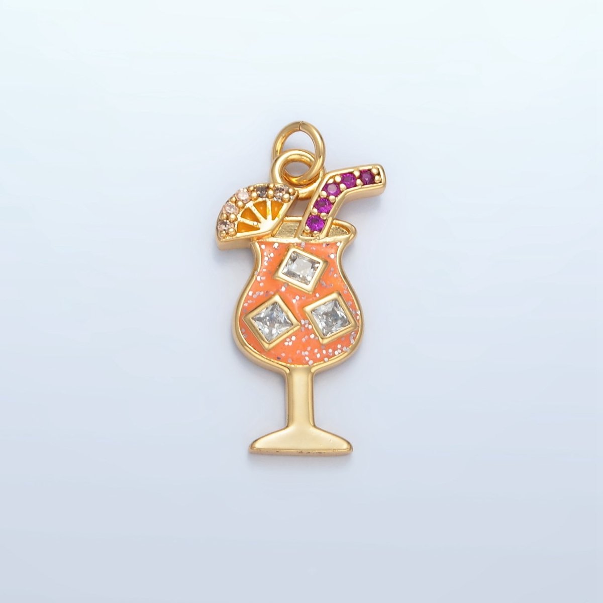 14K Gold Filled CZ Enamel Cocktail Alcohol Drink Charm | AC177