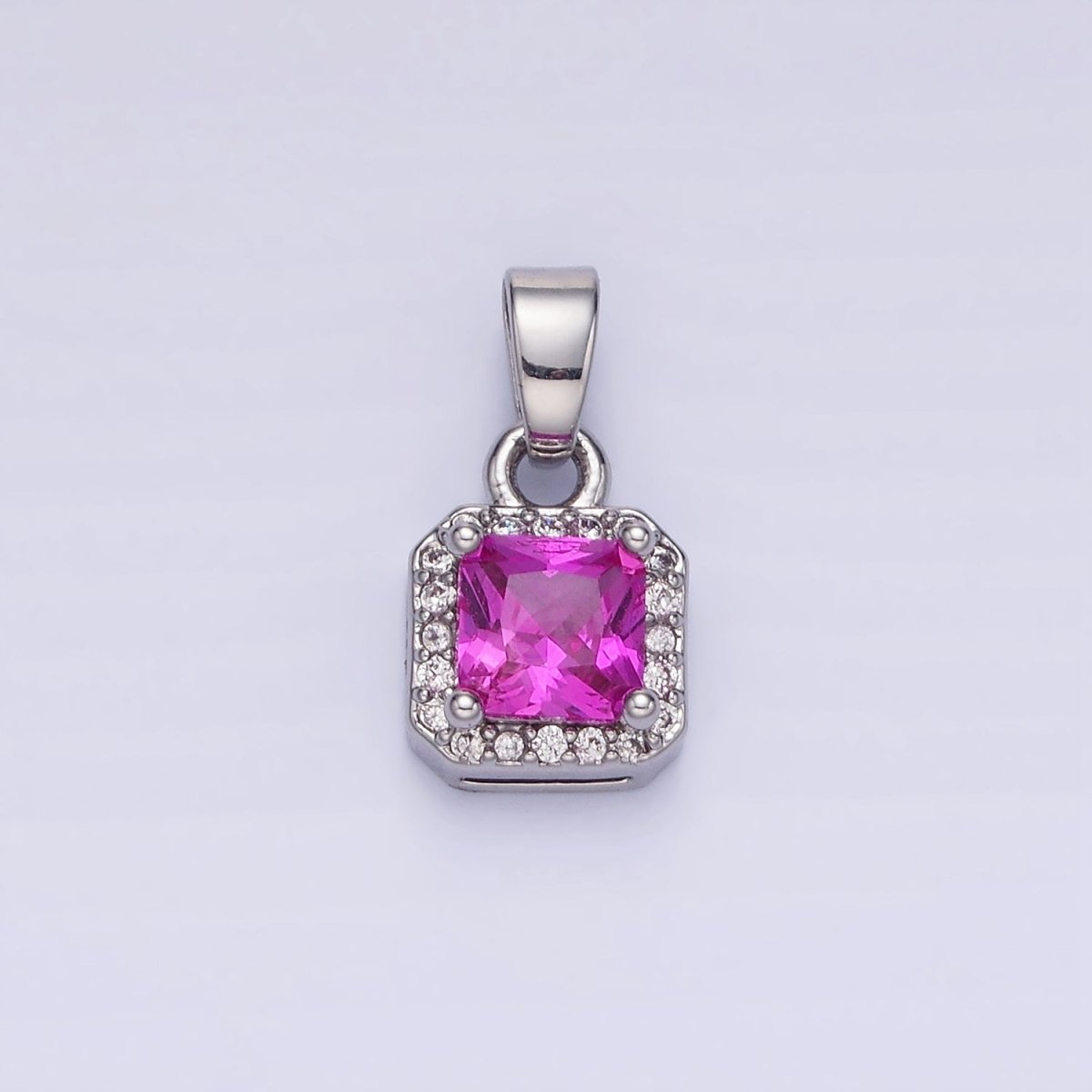 14K Gold Filled CZ Micro Paved Edged Square Pendant in Gold & Silver | AA1270 - AA1280