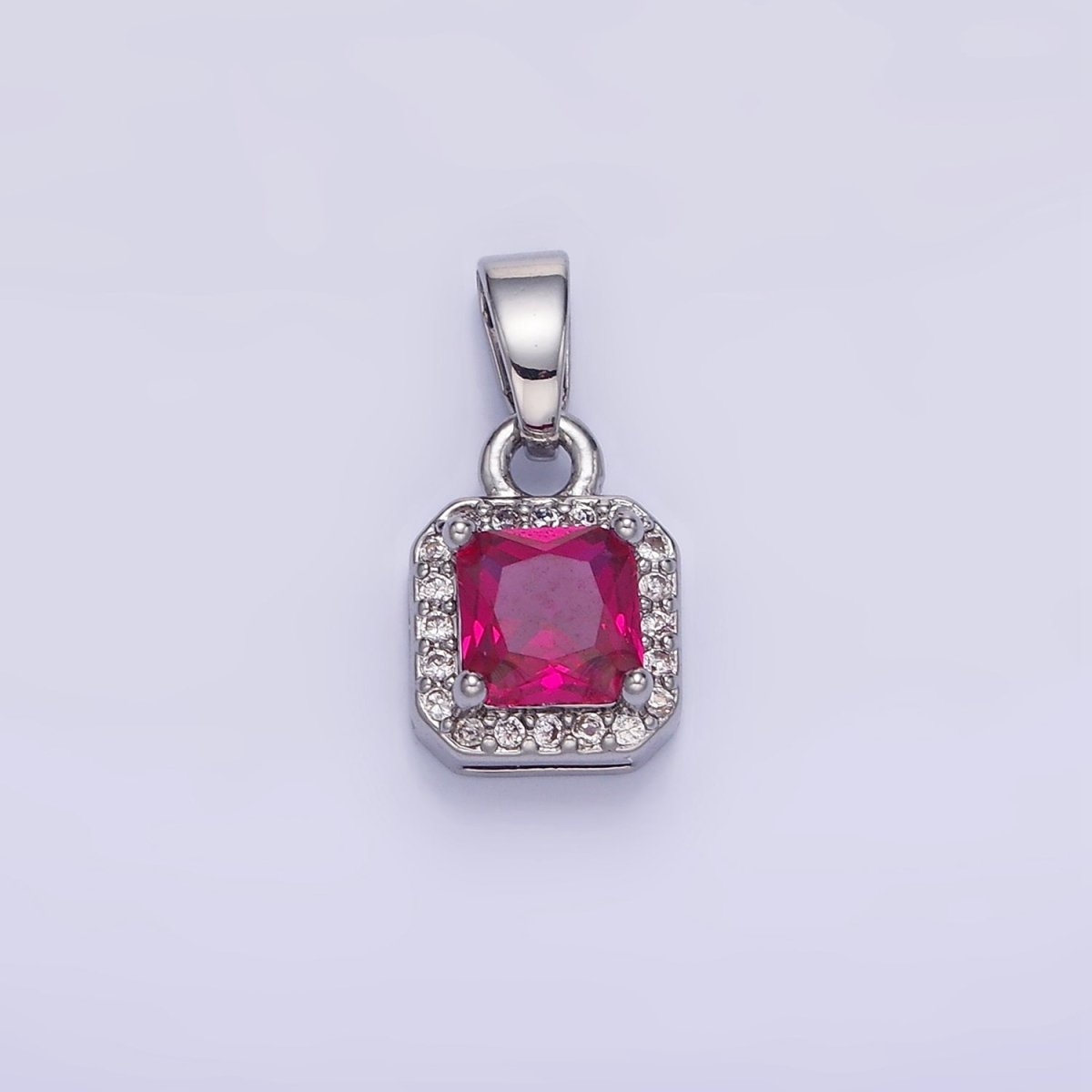 14K Gold Filled CZ Micro Paved Edged Square Pendant in Gold & Silver | AA1270 - AA1280