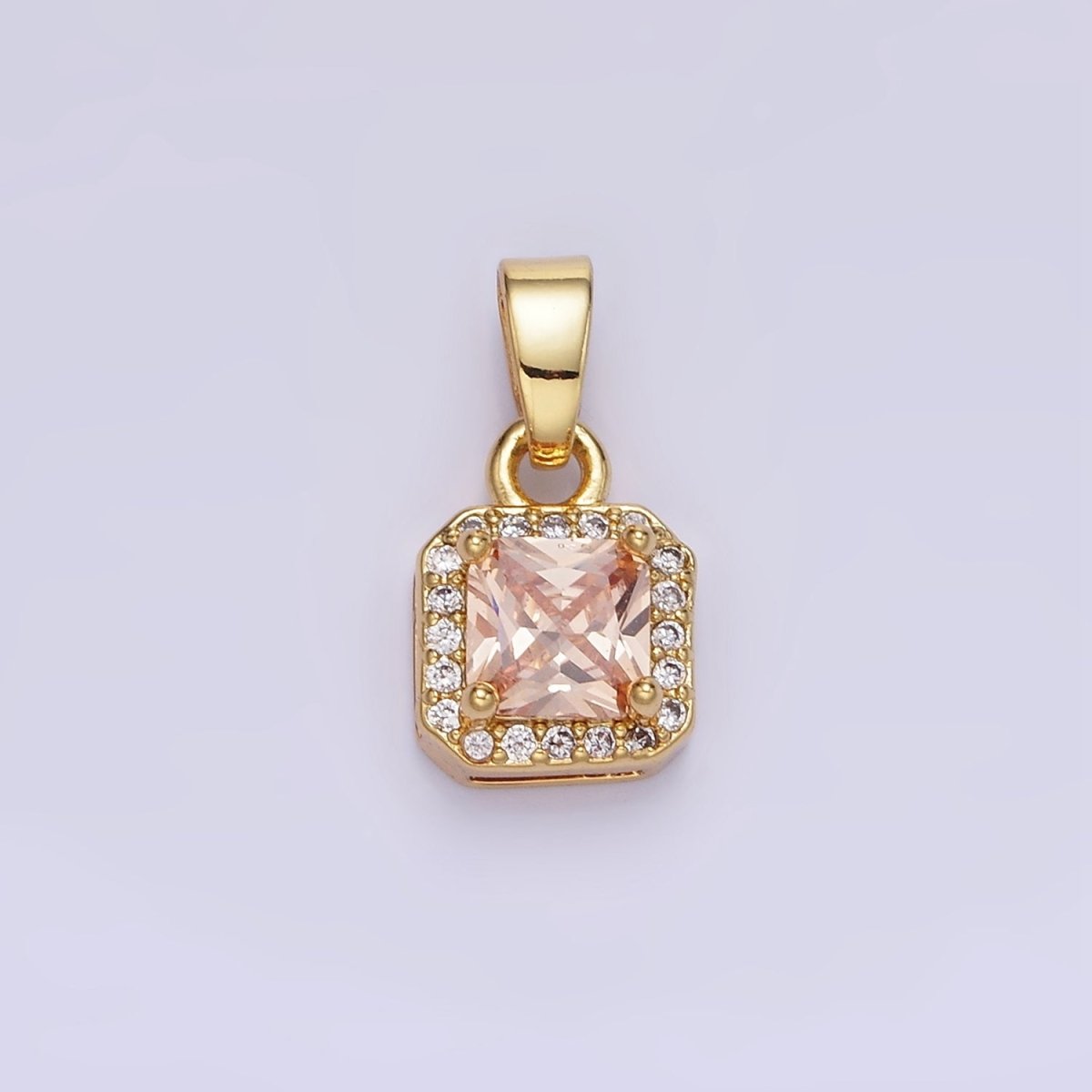 14K Gold Filled CZ Micro Paved Edged Square Pendant in Gold & Silver | AA1270 - AA1280