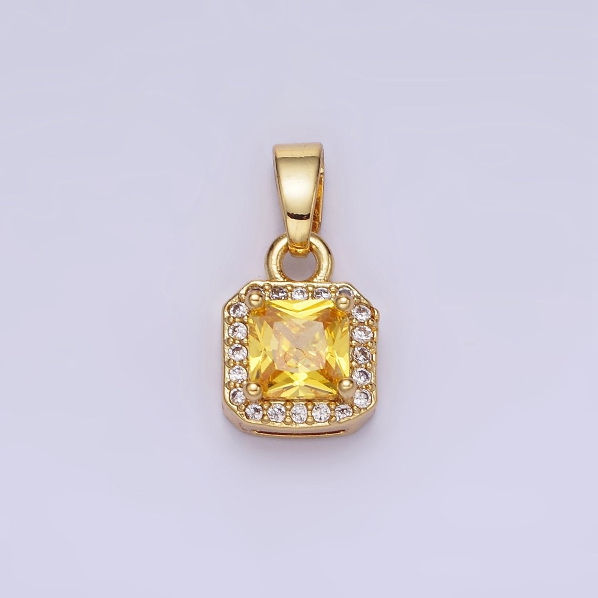 14K Gold Filled CZ Micro Paved Edged Square Pendant in Gold & Silver | AA1270 - AA1280