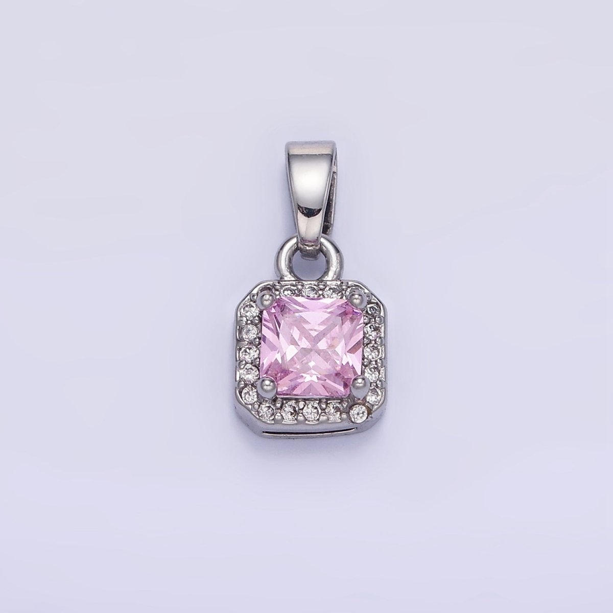 14K Gold Filled CZ Micro Paved Edged Square Pendant in Gold & Silver | AA1270 - AA1280