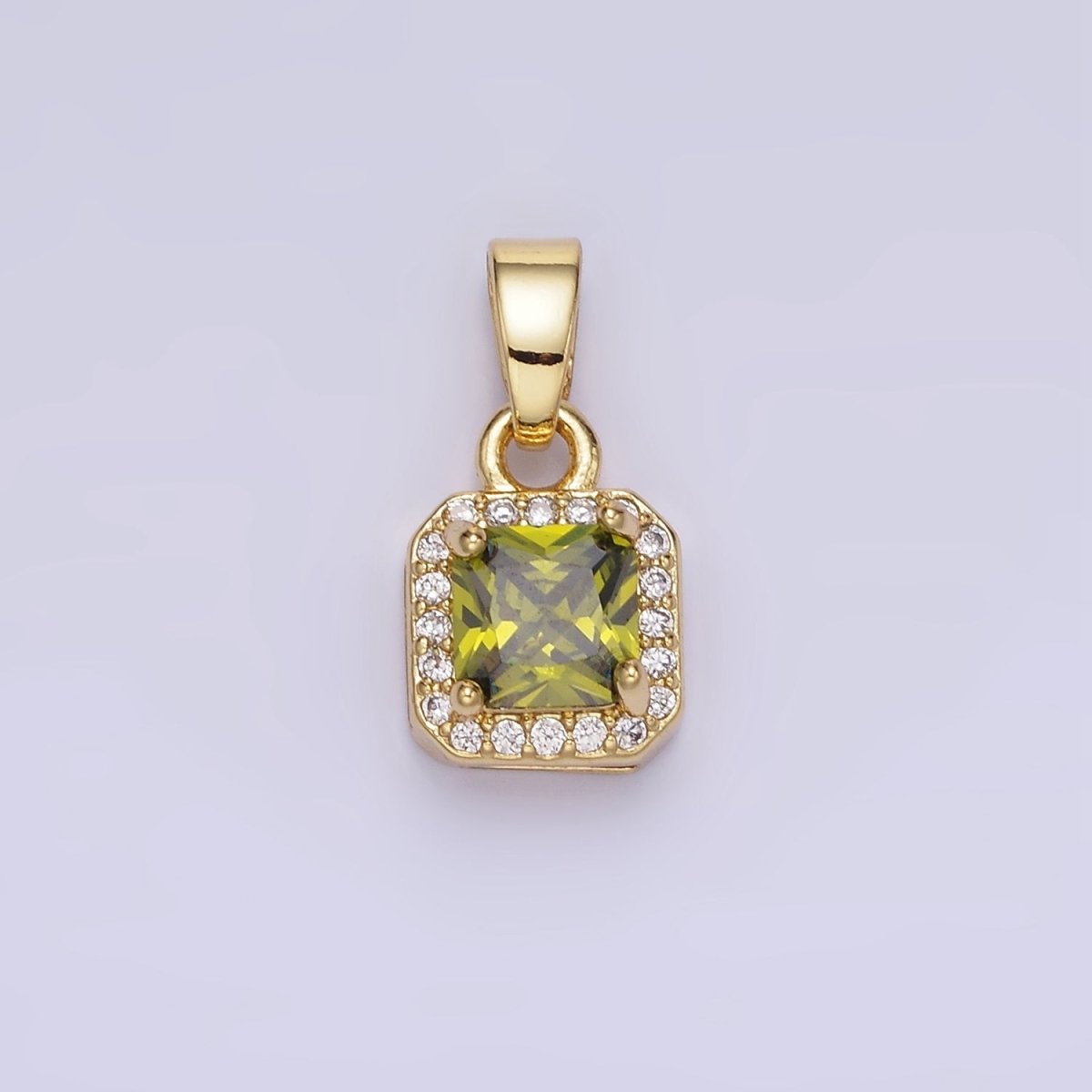 14K Gold Filled CZ Micro Paved Edged Square Pendant in Gold & Silver | AA1270 - AA1280