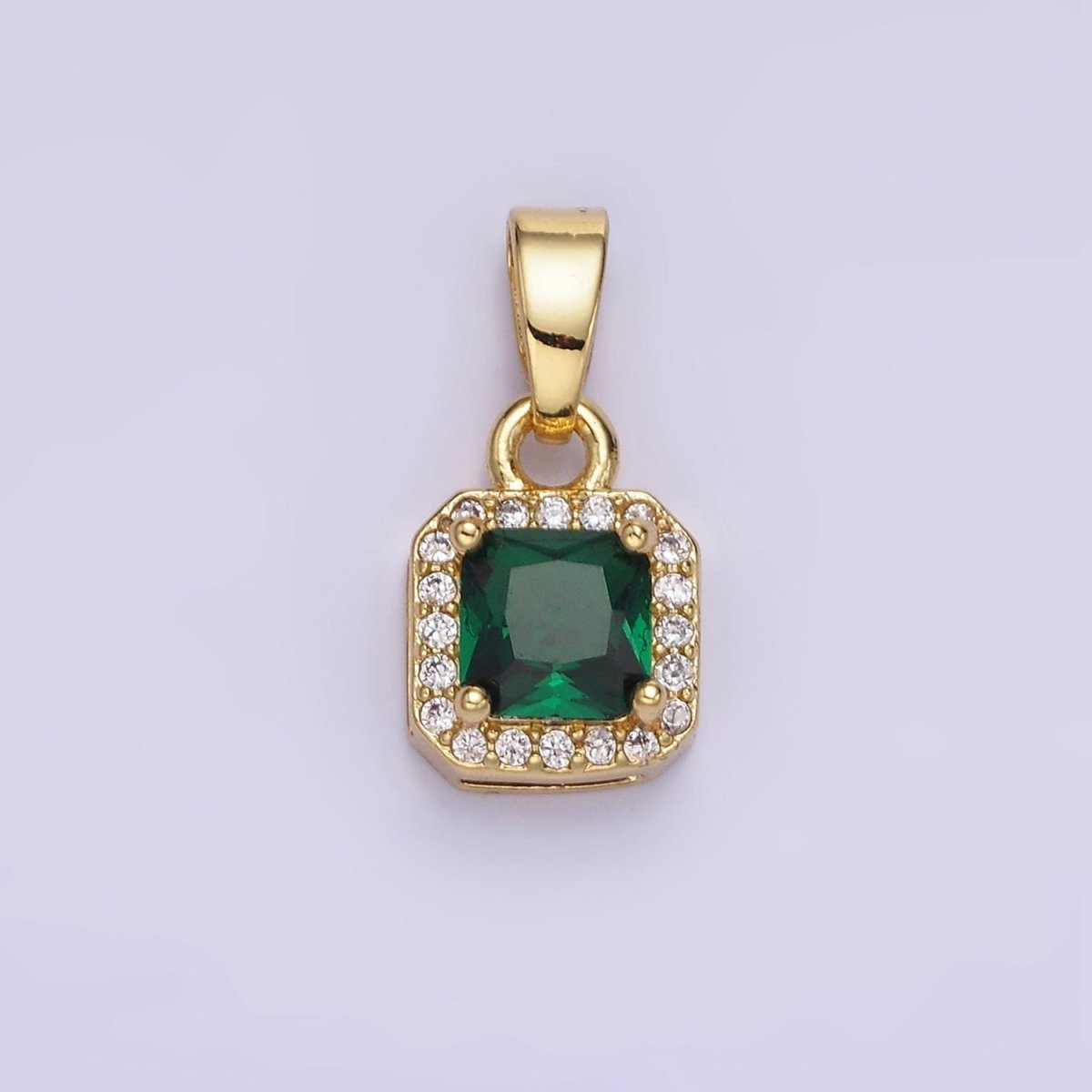 14K Gold Filled CZ Micro Paved Edged Square Pendant in Gold & Silver | AA1270 - AA1280