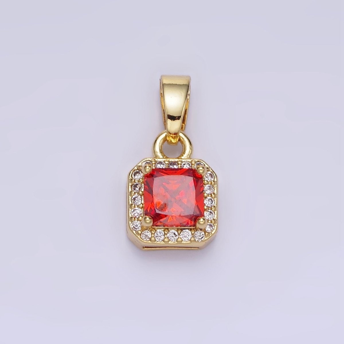 14K Gold Filled CZ Micro Paved Edged Square Pendant in Gold & Silver | AA1270 - AA1280