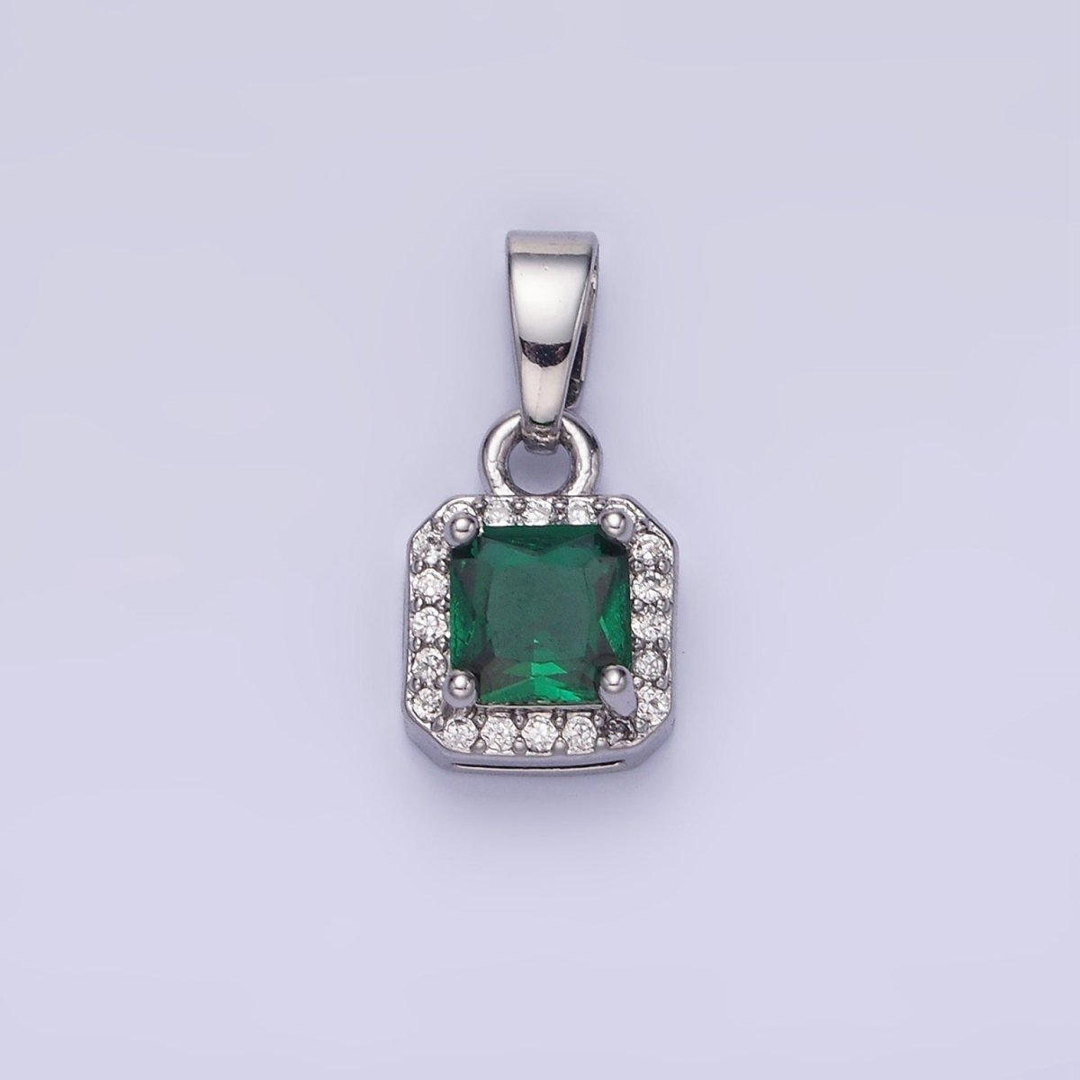 14K Gold Filled CZ Micro Paved Edged Square Pendant in Gold & Silver | AA1270 - AA1280