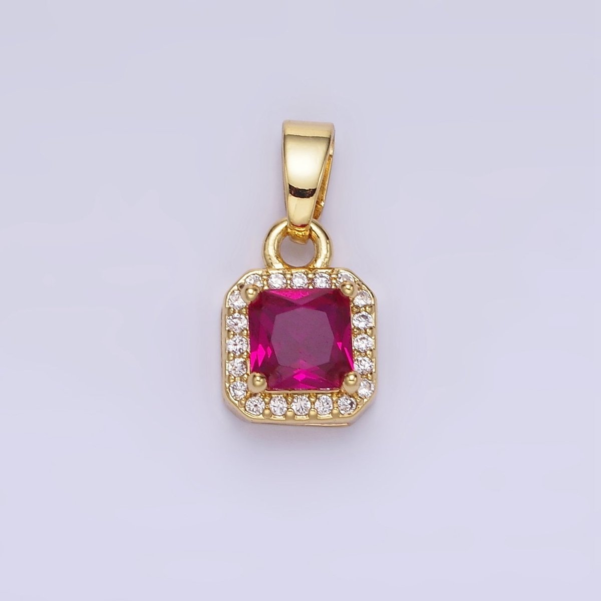 14K Gold Filled CZ Micro Paved Edged Square Pendant in Gold & Silver | AA1270 - AA1280