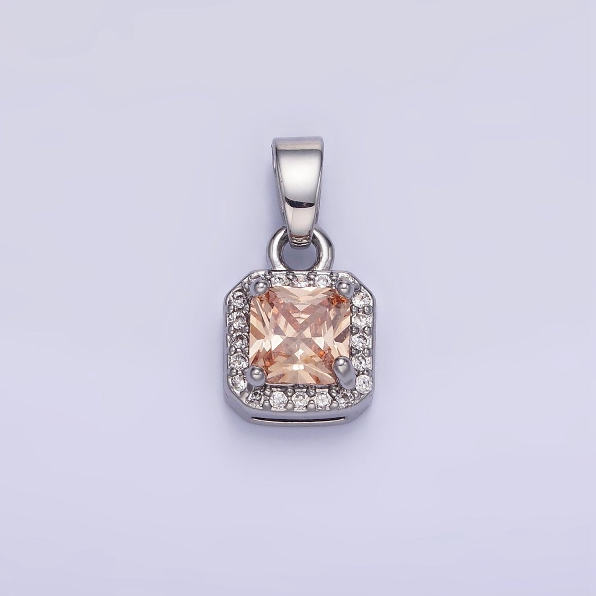 14K Gold Filled CZ Micro Paved Edged Square Pendant in Gold & Silver | AA1270 - AA1280